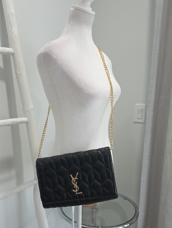 Yves Saint Laurent Handbags - Yves Saint Laurent Black Quilted Leather Crossbody with Gold Chain